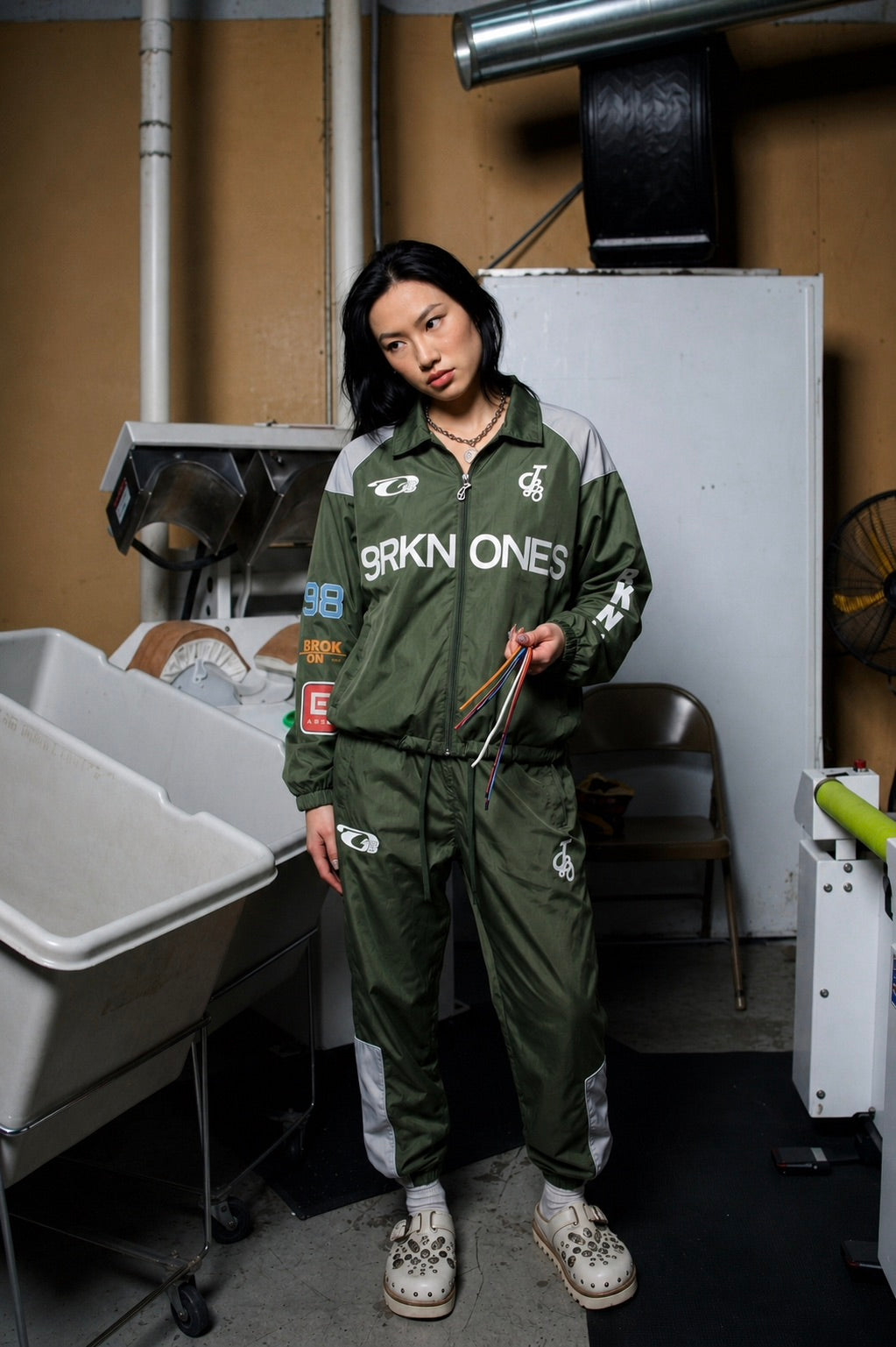 RACER 98 OLIVE TRACK PANTS